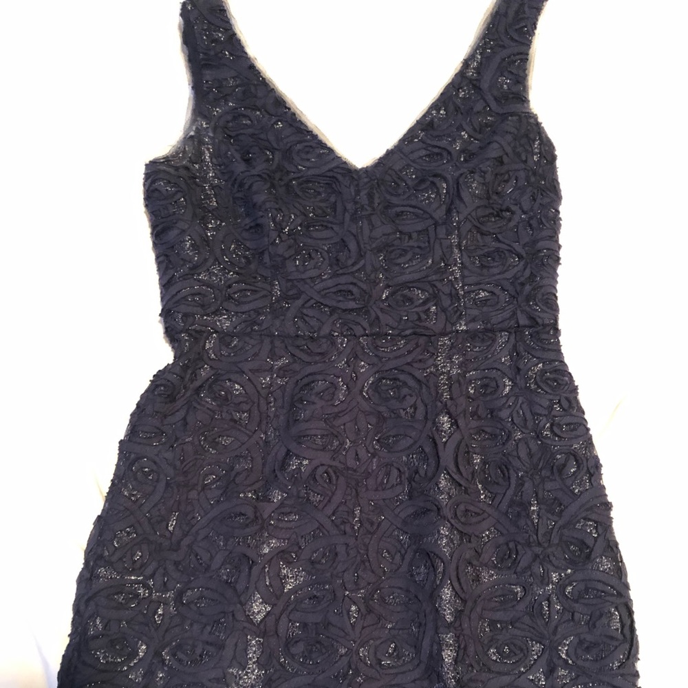 BCBG Maxazria size 4 dress. Navy and shimmers wife texture. Gently worn.